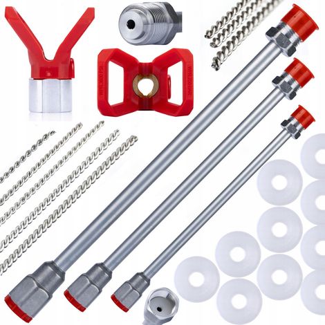 Rosfix Set Spritzlanze 30/50/100 cm – 7/8" Gewinde, 290 bar  Mit 10 Dichtungen, Düsenhalter & 5 Reinigungsnadeln  Zubehör für Farbspritzgerät & Airless-Systeme (1/5)