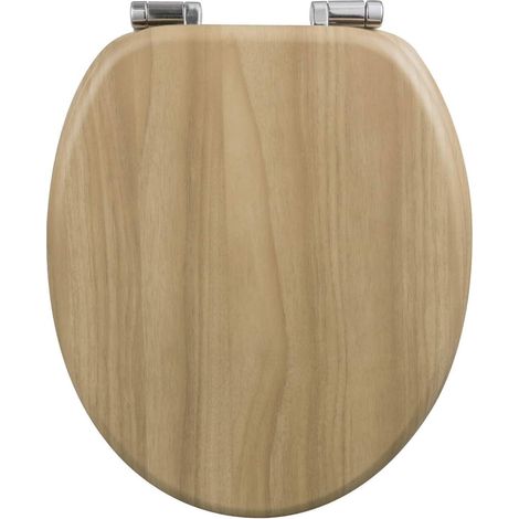 WOLTU Wooden Toilet Seats Soft Close WC Seat Hinge Ideal for Standard Toilet Bright Oak