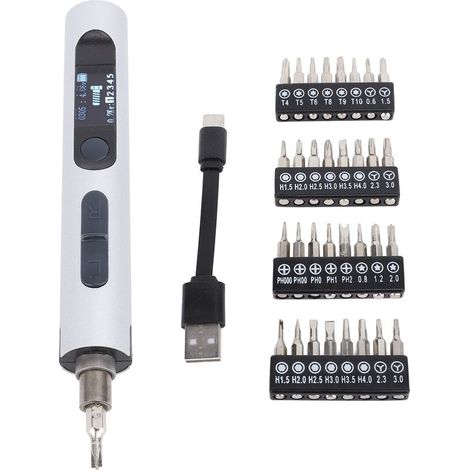 Mini tournevis électrique de haute précision à torsion, outil de réparation pour téléphones, argent (1/5)