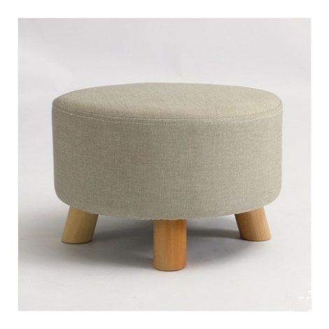 Pouf in Tessuto Grigio Tondo con seduta imbottita ø41 x 28 cm (1/3)