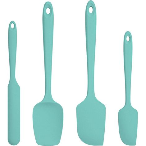 Silikon Teigschaber Set 4-teilig, hitzebeständig bis 315°C, blaugrün