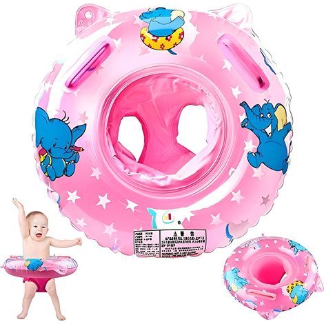 Baby-Schwimmsitz – Aufblasbarer Schwimmsitz für Kinder von 6 Monaten bis 6 Jahren – Umweltfreundliches PVC – Blau – 1 Stück (1/5)