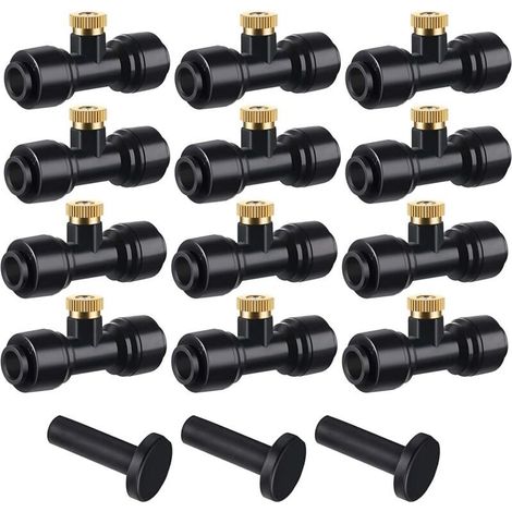 Buses D’Irrigation Kit 12Pcs Buses de Brumisation en Laiton +12siège de Pulvérisation,Système de Brumisateur Extérieur,Arroseurs D'atomisation pour l'Irrigation de l'Arrosage des Jardins,Noir (1/5)