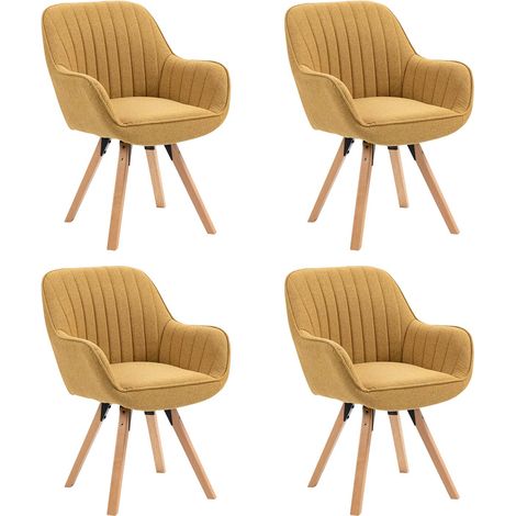MEUBLES COSY Set di 4 poltrone da pranzo girevoli scandinave CARSON in tessuto giallo