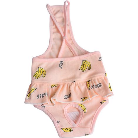 Couche hygiénique pour chienne avec bretelles ajustables, sous-vêtements imprimés réutilisables, culottes et shorts physiologiques pour chiennes - Rose - Taille S (1/3)