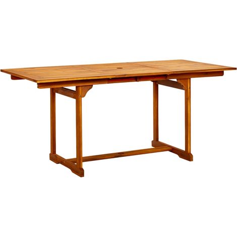 INLIFE Table à dîner de jardin (120-170)x80x75 cm Bois d'acacia massif (1/5)