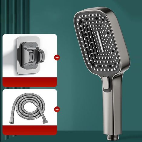 Handbrause Groß und leistungsstark, bleigrau, 3 Positionen, Set mit Zusatzdüse - AquaForge (1/5)