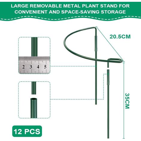Tuteurs pour Plantes, 6PCS 30 60CM Vert Support de Plantes de Jardin en Métal Demi-Rond, Anneau Support de Jardin pour Pivoines Hortensias Roses Sédum Légumes Tomates (1/5)
