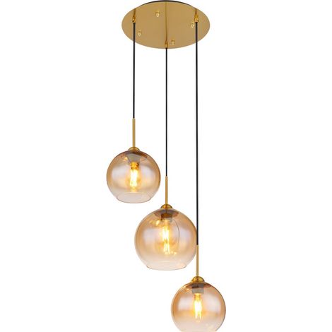 Globo - lámpara colgante - JAMESSA - ámbar - vidrio - Ø 43cm - (1/5)