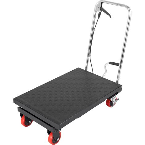 Table élévatrice hydraulique à ciseaux, 500 lbs, hauteur 28,5", 4 roues, plateforme antidérapante, manuelle. (1/5)