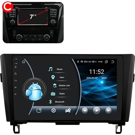 Autoradio, Touchscreen, Compatibilità con smartphone, Compatibile con Nissan Qashqai X-Trail 3 / Rogue 2013-2017, W1 C-4G 8Core-2 32, Quad Core-c (1/2)