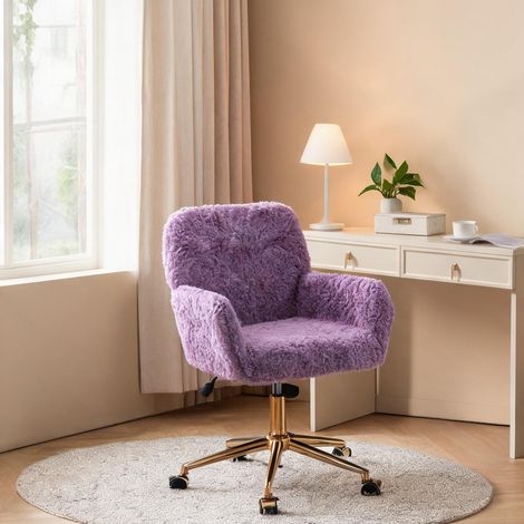 Chaise de bureau purple en faux fur 61 x 60 x 90 cm (1/5)