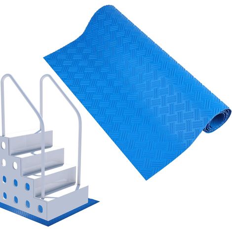 Tapis Échelle Piscine, 1,5 mm d'Épaisseur Tapis d'Échelle de Piscine Marchepied Antidérapant pour Piscine Hors Sol et Creusée (Bleu, 18 x 36 Pouces/ 45 x 91,5 cm) (1/5)