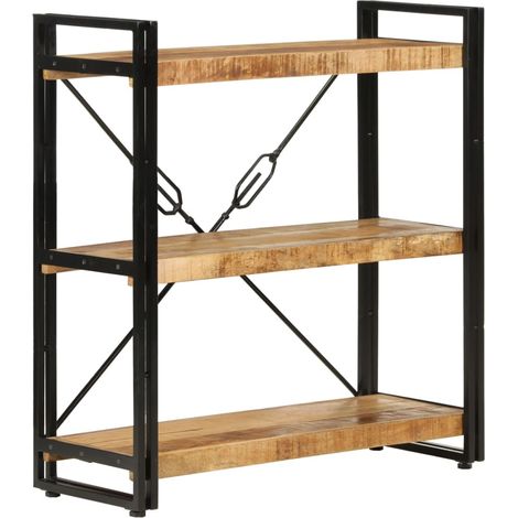 Libreria 3 Livelli 77x30x80 cm Legno Massello di Mango e Ferro vidaXL