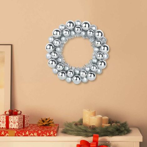 Weihnachtsballkränze 2 pcs Silber 33 x 33 x 7 cm Polystyrol