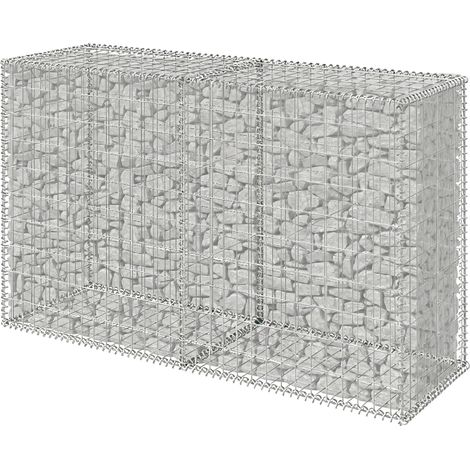 Relaxdays Gabion brise-vue jardin panier à pierres fil 3,5 mm galvanisé H100 x L150 x P50 cm acier argenté (1/5)