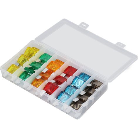 Packung mit 24 Flachsicherungen für Autos, Zinklegierung, sortiert 20A 30A 40A 50A 60A 70A, Fahrzeugersatzteile (1/5)