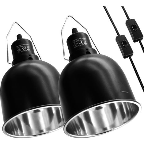 Lot de 2 lampes pour reptiles avec abat-jour en forme de dôme de 14 cm de profondeur, à intensité variable grâce à des interrupteurs séparés pour les lampes UVB et chauffantes, idéales (1/5)
