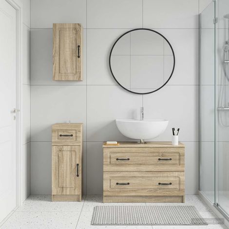 vidaXL 3 Piece Bathroom Cabinet Set UTRECHT Sonoma Oak Engineered Wood (1/5)