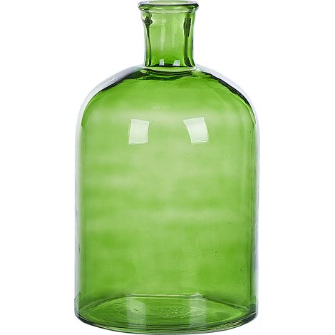 Jarrón de vidrio verde 31 cm hecho a mano accesorio decorativo mesa moderno interior Pulao