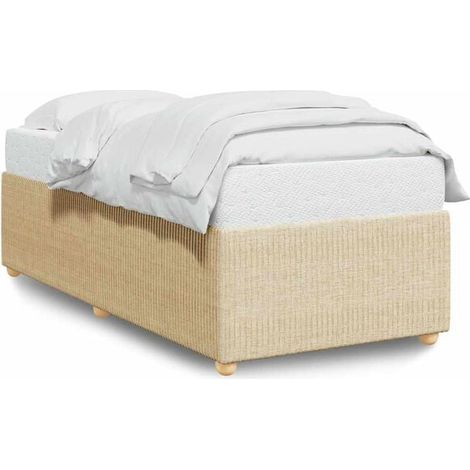 Cadre de lit beige (matelas non inclus), 80x200 cm, tissu. (1/5)