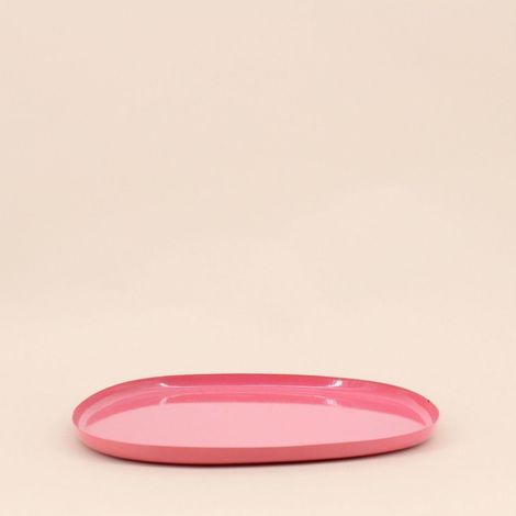 Plateau organique en métal rose 25cm