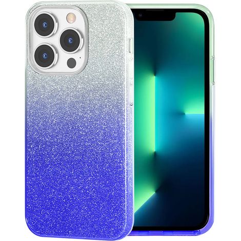 Custodia glitterata per iPhone 13 Pro, argento/blu (1/4)