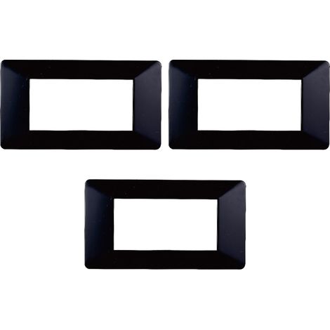 gloca Placche Plastica Compatibili Plana (3 Pezzi Nero, 4 Posti) (1/4)