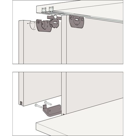 EKU CLIPO 15 H MS Schiebetürbeschlag Garnitur 1400x1000mm für 2 Türen höhenverstellbar, anthrazit (1/4)