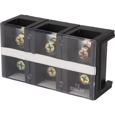 Bornier à vis double rangée haute intensité avec couvercle en polycarbonate pour distribution d'alimentation d'éclairage 200 A 600 V 3 positions (2003)