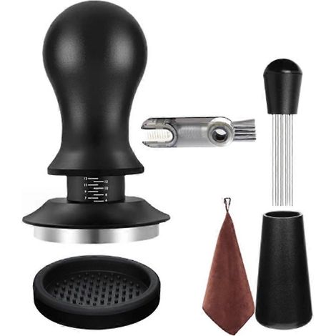 Set mit 6 Espresso-Zubehörteilen, bestehend aus einem Tamper, einem WDT-Werkzeug, einem Spatel und einem 53-mm-Milchkännchen. (1/5)