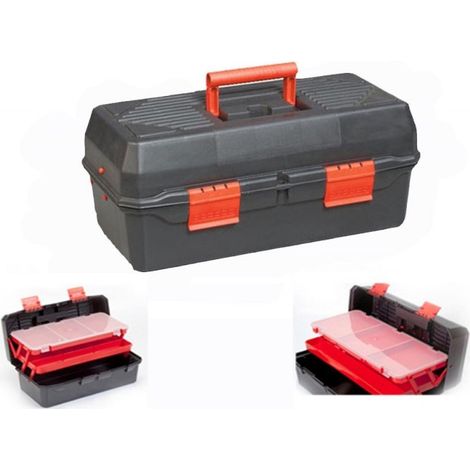 TRADE SHOP - Cassetta 43cm 17" Porta Utensili Valigetta Borsa Attrezzi In Plastica Minuteria Scomparti Interni -
