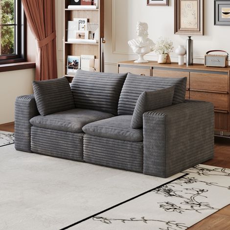 Divano modulare 180x90x65 cm grigio scuro in tessuto con imbottitura sfoderabile e design senza montaggio (1/5)