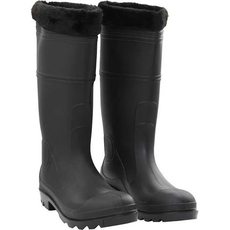 Bottes en caoutchouc avec doublure amovible, noires, pointure 45, PVC (1/5)
