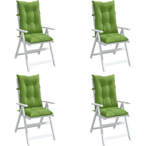 Cojines silla respaldo alto 4 uds tela verde melange 120x50x7cm