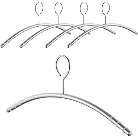 SOTECH Kleiderbügel Edelstahl SS201 gebürstet mit Antirutsch-Ringen Öse 360 Grad drehbar, Rundrohr Ø 12 mm x 433 mm, 5 Stück