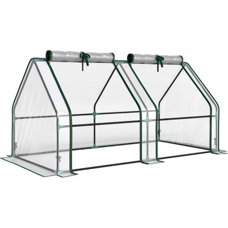Serre transparente 180 x 90 x 90 cm avec fenêtre à fermeture éclair, en acier avec film résistant à l'hiver – 1 pièce, livrée sur place (1/5)