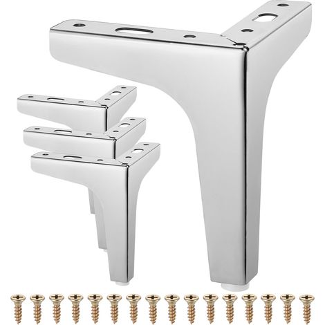 Lot de 4 pieds de meubles triangulaires en métal de 13 cm - Pieds de table pour canapés et fauteuils - Pieds de rechange triangulaires pour armoire, canapé, chaise, table basse avec vis (1/5)