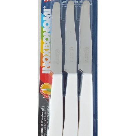 Inoxbonomi Set 6 Couteaux De Table Lame Dentelée En Acier Inoxydable 11 Cm Poignée Blanche En Polypropylène Lave-Vaisselle (1/5)