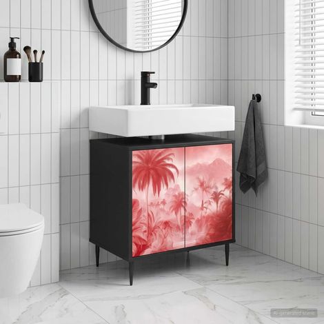 vidaXL Mobile da Bagno AACHEN Rovere Nero 60 x 40 x 61 cm (1/5)