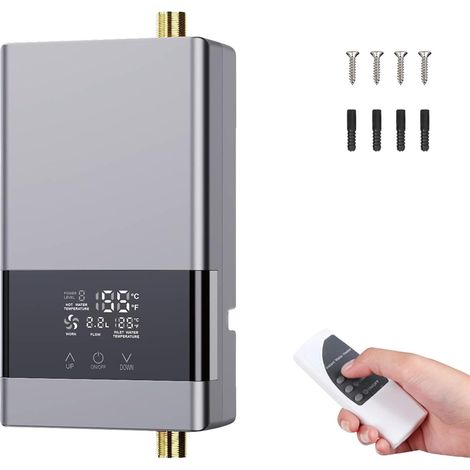 Chauffe-eau électrique instantané, température réglable, écran tactile LCD, convient pour cuisine et salle de bain, argent (1/5)
