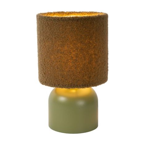 Lampada da tavolo verde/marrone cotone E14 Woolly Lucide