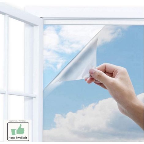 TuseRxln Film pour fenêtre autocollant – Film pour fenêtre effet miroir – Intimité unidirectionnelle pendant la journée et réduction du rayonnement thermique – 1 pièce – Blanc anti-aspect et résistant (1/5)