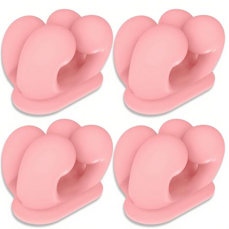 Support de Brosse à Dents en Silicone 4 Pièces, Rose, Mural sans Percer – Porte-Rasoir Multifonction pour Douche, Idéal pour Rangement de Brosses à Dents, Rasoirs et Clés