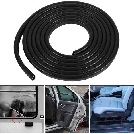 Garniture de protection caoutchouc 300cm pour bord de porte voiture, clips métal, joint d'étanchéité intérieur, moulure anti-frottement, kit de fixation (1/5)