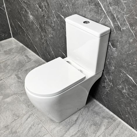Tornado Flush Toilet Water Saving Rimless Inc Soft Close Seat Open Back Tamara (1/4)