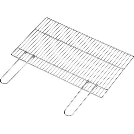 Griglia per Barbecue in Acciaio Cromato, 67x40 cm, Manici Richiudibili, Regolabile per Barbecue a Muratura e Portatili