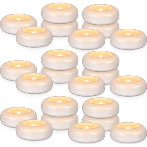 Lot de 24 bougies flottantes LED sans flamme de 3 pouces, activées par l’eau, étanches, fonctionnant sur piles (autonomie 120 heures). Idéales pour vases cylindriques, centres de table, mariages, fête (1/5)