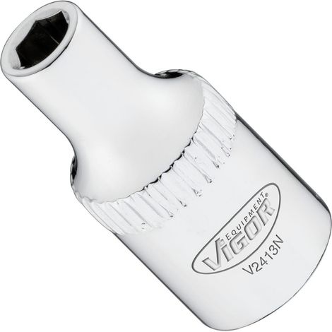 VIGOR Douille à carré creux 6,3 mm (1/4") profil hexagonal extérieur V2413N, L 25 mm (1/2)