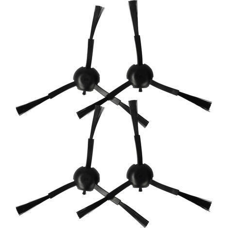 vhbw 4x Brosse latérale compatible avec Dreame L10s Pro, D9s Plus, L10s Plus, L10s Pro Gen 2 robot aspirateur - Lot de brosses, noir (1/5)